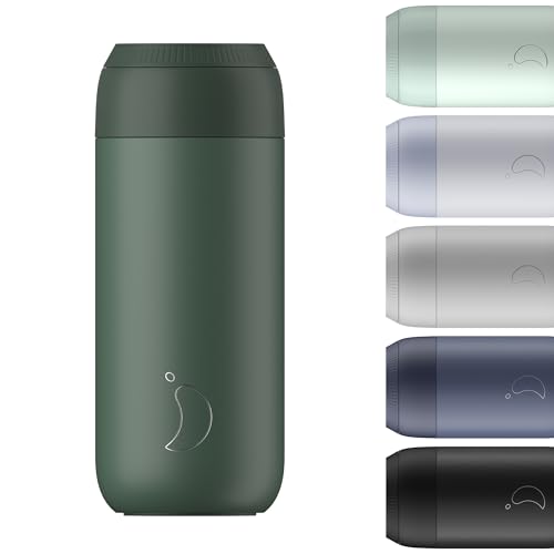 Chilly's Serie 2 Isolierter Kaffebecher - Doppelwandige Tasse mit Deckel - BPA-Freier Edelstahl - Pine Green, 500ml von Chilly's