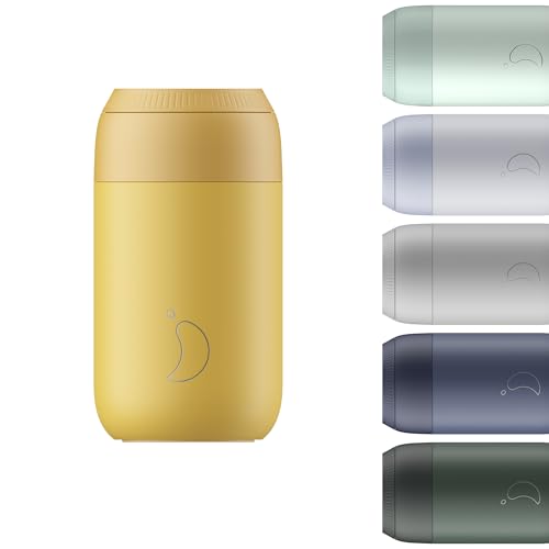 Chilly's Serie 2 Isolierter Kaffebecher - Doppelwandige Tasse mit Deckel - BPA-Freier Edelstahl - Pollen Yellow, 340ml von Chilly's