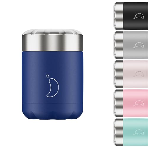 Chilly's Vorratsbehälter - doppelwandiger, auslaufsicherer, wiederverwendbarer Premium-Lebensmittelbehälter aus Edelstahl - Mattblau - 500ml, Matte Blue von Chilly's