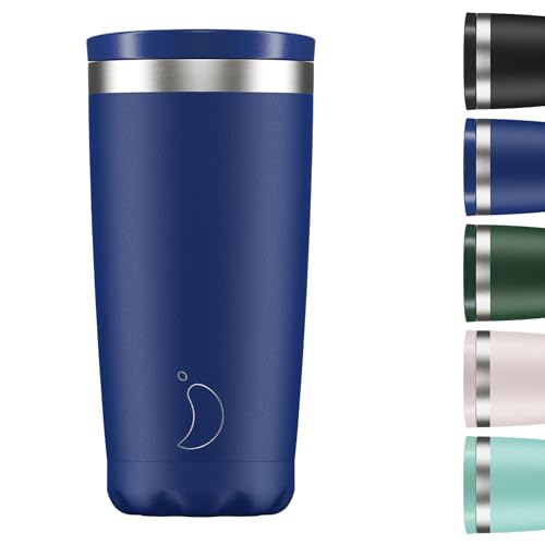 Chilly's Original Kaffeebecher - Reise-Thermo-Tasse für kalte und heiße Getränke - Mehrwegbecher mit Deckel - Doppelwandig und Vakuumisoliert - Edelstahl - 500ml - Mattblau von Chilly's