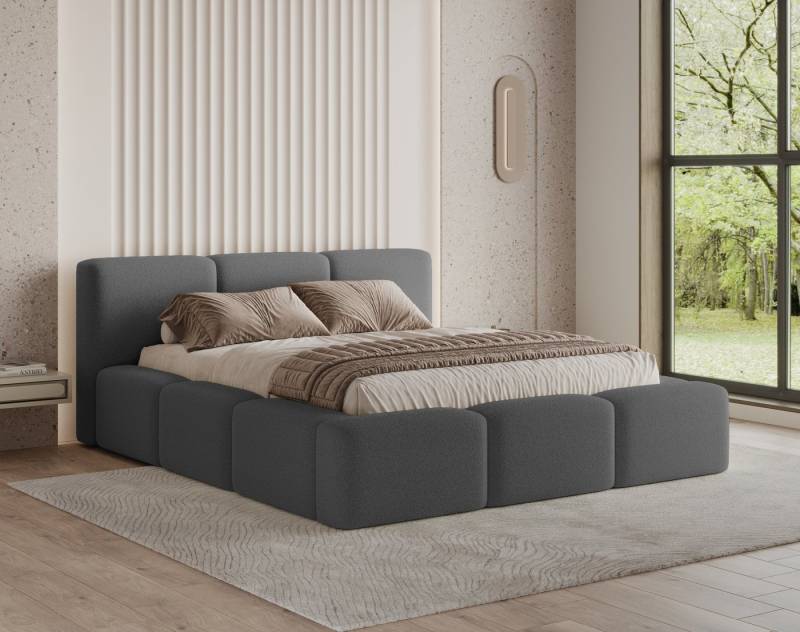 Chilly. Polsterbett Como Dunkelgrau Bouclé-Stoff 140x200 cm mit Stauraum Quelle 92 von Chilly.