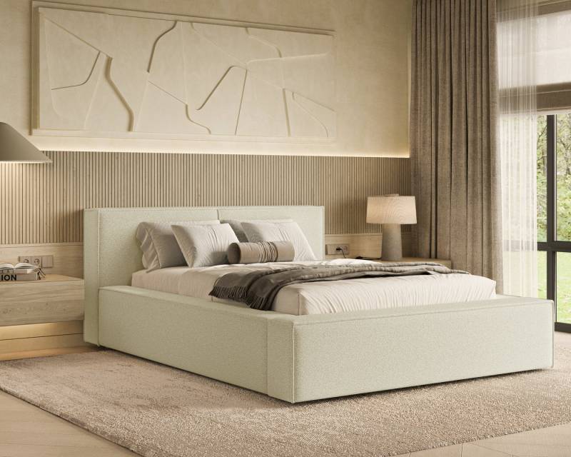 Chilly. Polsterbett Lugano Beige Quelle02 140x200cm mit Stauraum - modernes Design von Chilly.