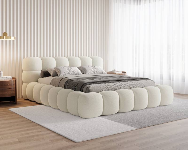 Chilly. Polsterbett Stone Beige Bouclé Stoff 140x200 cm mit Stauraum Quelle 02 von Chilly.