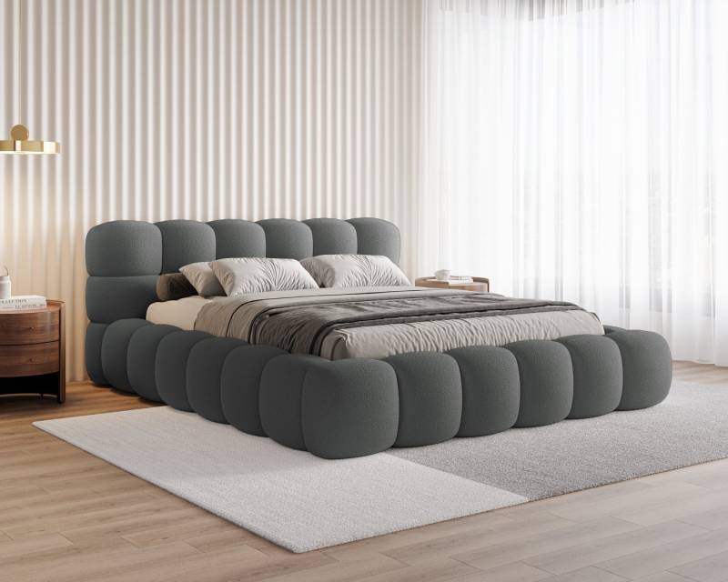Chilly. Polsterbett Stone Dunkelgrau Bouclé Stoff 160x200 cm mit Stauraum Quelle 92 von Chilly.