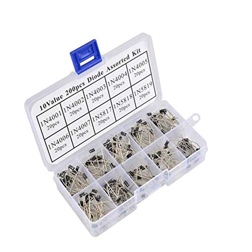 Chiloskit 10 Werte 200 Stück Gleichrichter Dioden-Sortiment Elektronisches Kit IN4001-PR-1N4007 IN5819 von Chiloskit