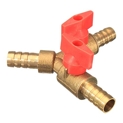 Chiloskit 8 mm Schlauchstutzen, Y-Typ, 3-Wege-Messing-Absperrkugelhahn, Rohrverschraubung, Adapter für Kraftstoff, Gas, Wasser, Öl, Luft von Chiloskit