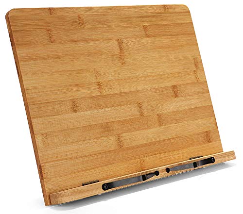 Chiloskit Bambus Leseständer Kochbuch Dokument Ständer Halter Buchstütze Laptop Ständer I-Pad Ständer Halter Kochbuch Halter Lehrbuch Ständer PC Display Ständer Zusammenklappbar Verstellbares Tablett von Chiloskit