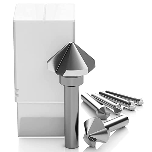 Chiloskit Industrielle 90 Grad 3 Flöten M2 Hochgeschwindigkeitsstahl Senker Bohrer Set für Meta Holz 5/8, 3/8, Bolzen Entgraten Werkzeug DIY Werkzeug (25 mm/1 Zoll) von Chiloskit