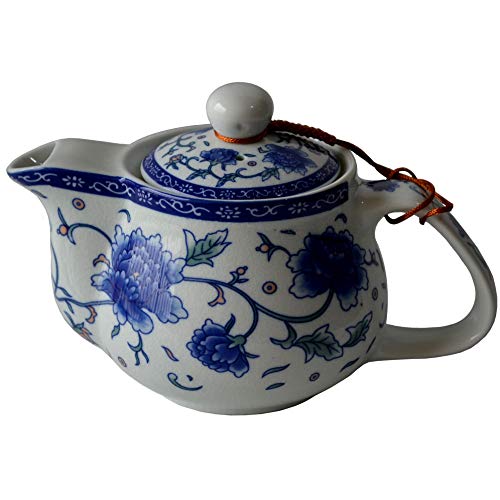 Teekanne mit blau-weißer Blume, Porzellan, Drache, Edelstahl, für losen Tee 500ml Mudan Flower 260 ml von China qinghua ci
