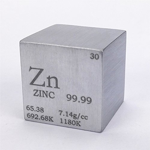 Chinaium 25,4 mm reiner Zink Metall Würfel 117 g 99,99% graviertes Periodensystem von Chinaium