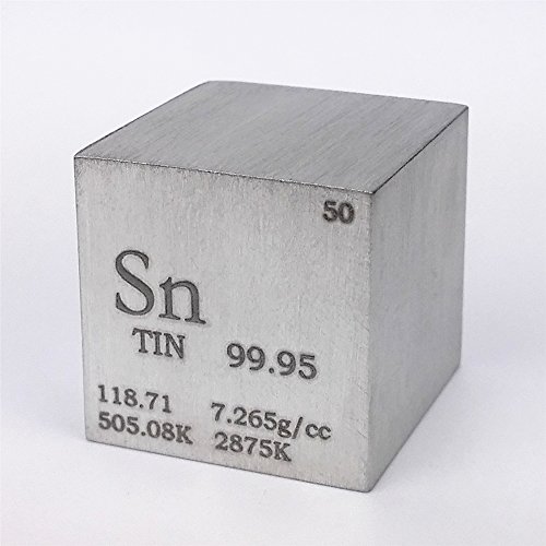 25,4 mm Zinn-Metall-Würfel, 99,95 % 119 g, graviert von Chinaium