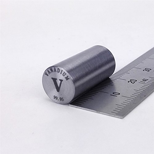 Metallstange aus 99,9 % reinem Vanadium, 9 g, 10 mm Durchmesser, 20 mm lang, Element V, Probe von Chinaium