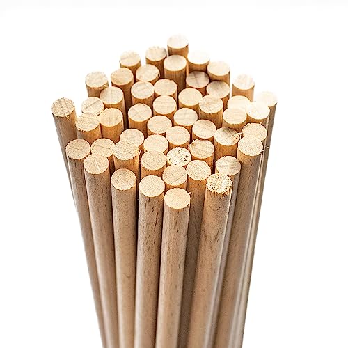 Chinchilla® Rundhölzer | Buchen-Rundstab | 50 Stück | Bastelstäbe 6 x 300mm | Holzstäbchen - Perfekt für Kunst, Handwerk und Dekoration! von Chinchilla