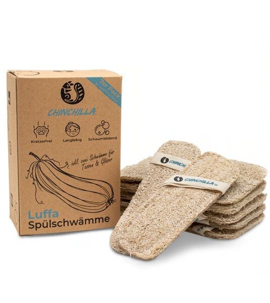 Chinchilla Luffa Spülschwämme im 7er-Pack, 100% plastikfrei & kompostierbar von Chinchilla