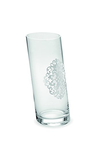 Chinelli Arabesque Vase Tom geneigt, Silber, Glas, 17.5 x 12 x 30 cm von Chinelli