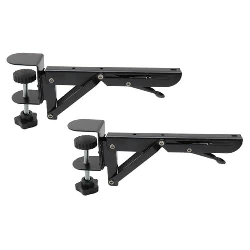 Chinflly 1 Set Schreibtischverlängerung, zusammenklappbare Regalhalterungen, Metall-Tablet-Halterung, Computer-Schreibtisch-Verlängerungsklemme, Tastatur-Rack, Desktop-Erweiterungsablage, schwarzer von Chinflly