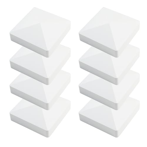 Chinflly Pyramidenzaunpfostenkappen aus PVC, 10,2 x 10,2 cm, weiß, spitze Terrassenpfostenkappen, dekorative Rammkappen für Briefkasten, 8 Stück Chinflly Pyramidenzaunpfostenkappen aus PVC, 10,2 x 10,2 cm, weiß, spitze Terrassenpfostenkappen, dekorative Rammkappen für Briefkasten, 8 Stück von Chinflly