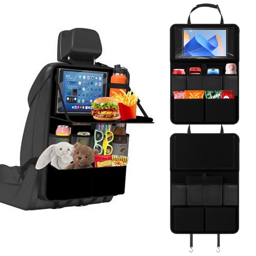 2 Stück Auto Organizer, Autositz Organizer mit Klapptisch, Große Organizer Auto Rücksitz Kinder, Multifunktional Wasserdicht Rücksitz Organizer, Tablet Tasche und Viele Taschen (Schwarz, 2 Stück) von Chingcoo