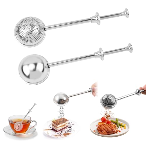 2 Stück Teesieb für Losen Tee - Teaballs mit Teleskopgriff, Teeei 304 Edelstahl, Teezange, Tee Sieb, Tea Infuser, Edelstahl-Mehlsieb-Staubwedel - Zucker, Mehl, Gewürze, Kakaopulver 2 Stück Teesieb für Losen Tee - Teaballs mit Teleskopgriff, Teeei 304 Edelstahl, Teezange, Tee Sieb, Tea Infuser, Edelstahl-Mehlsieb-Staubwedel - Zucker, Mehl, Gewürze, Kakaopulver von Chingcoo