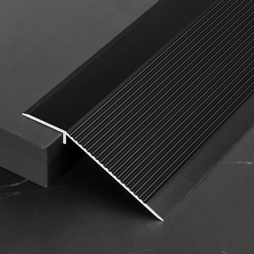 Aluminium-Bodenübergangsstreifen, 0,9m x 10cm Selbstklebendes Übergangsprofil mit Höhenausgleich 8-40 mm, Schwarz Bodenübergangsleiste für Laminat, Fliesen, Holz von Chingcoo