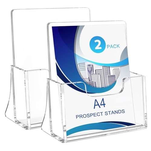 Chingcoo 2 Stück Prospektständer, DIN A5 Tisch-Prospektständer, Acryl Transparenter Flyerständer Freistehende Prospekthalter für Counter Büro Restaurant Rezeption (A5) von Chingcoo