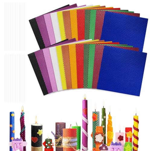 Chingcoo Bienenwachsplatten für Kerzen, Bienenwachs-Kerzenherstellungsset, leuchtende Farben, Bienenwachsblätter zur Kerzenherstellung, Bienenwachskerzen-DIY-Kit für Erwachsene (24 Stück Mehrfarbig) Chingcoo Bienenwachsplatten für Kerzen, Bienenwachs-Kerzenherstellungsset, leuchtende Farben, Bienenwachsblätter zur Kerzenherstellung, Bienenwachskerzen-DIY-Kit für Erwachsene (24 Stück Mehrfarbig) von Chingcoo