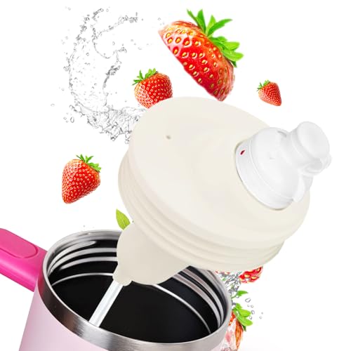 Chingcoo Cup Lid für Stanley Cup 40 oz, kompatibel mit Cirkul-Geschmacksstiften, wiederverwendbarer Becherdeckel, Silikon Cup Lid, Stanley Cup Straw Cover, Beige von Chingcoo