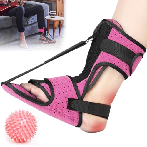 Chingcoo Plantarfasziitis Nachtschiene mit 1 Massageball, Fersensporn Bandage, Plantarfasziitis Bandage, Fußgewölbebandage, Fußbandage Mittelfuß Nachtschienen zur Linderung von Fußschmerzen von Chingcoo