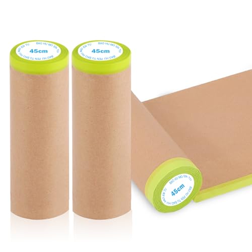 Chingcoo 3 Rollen Maler Abdeckpapie,45cm * 15 m, Abdeckpapier Mit Selbstklebestreifen, Selbstklebendem Abdeckband für Lackieren oder für Fenster abkleben malerkrepp von Chingcoo
