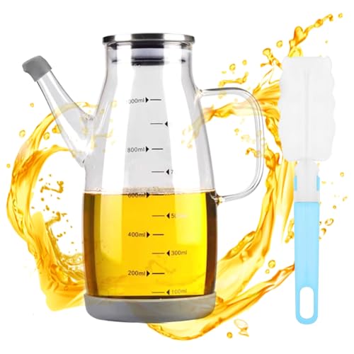 Chingcoo Ölflasche 1L, ölflasche mit ausgießer, Öl Flaschen mit Messskala, Borosilikatglas Ölspender mit Griff, Öl Essig Flaschen für Küche BBQ Tisch Camping Chingcoo Ölflasche 1L, ölflasche mit ausgießer, Öl Flaschen mit Messskala, Borosilikatglas Ölspender mit Griff, Öl Essig Flaschen für Küche BBQ Tisch Camping von Chingcoo