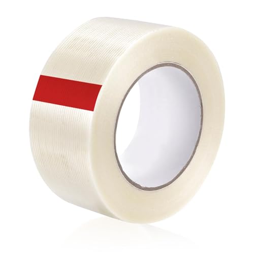 Chingcoo Gaffa Tape Panzertape weiß, Panzerband mit starker Klebkraft Glasfaser-Panzerband, Klar Duct Tape mit Reparieren, Befestigen, Bündeln 60 mm x 50 m von Chingcoo