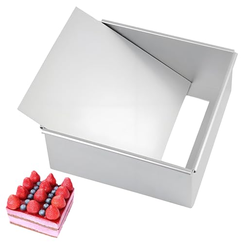 Chingcoo Quadratische Backform, Kuchenform aus eloxiertem Aluminium mit Antihaftbeschichtung und abnehmbarem Boden, Kuchenform Eckig 20,5 cm (8 Zoll), Silber von Chingcoo