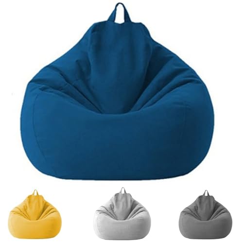 Chingcoo Sitzsack für Kinder und Erwachsene, nur Bezug (ohne Füllung), Sitzsackstuhl für Schlafzimmer, Büro, Wohnzimmer, Terrasse (Blau,100x120cm) von Chingcoo