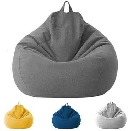 Chingcoo Sitzsack für Kinder und Erwachsene, nur Bezug (ohne Füllung), Sitzsackstuhl für Schlafzimmer, Büro, Wohnzimmer, Terrasse (Dunkelgrau,100x120cm) von Chingcoo