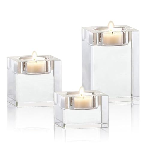 Chingcoo Teelichthalter Glas Kristall Kerzenständer Transparenter Kerzenhalter für Wohnzimmer Tischdeko Weihnachten Chingcoo Teelichthalter Glas Kristall Kerzenständer Transparenter Kerzenhalter für Wohnzimmer Tischdeko Weihnachten von Chingcoo