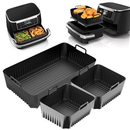 Heißluftfritteuse Zubehör für Ninja Af500EU 10,4L, 3 Stück Silikon Heißluftfritteuse Zubehör, Wiederverwendbar Airfryer Zubehör für Ninja AF500EU von Chingcoo
