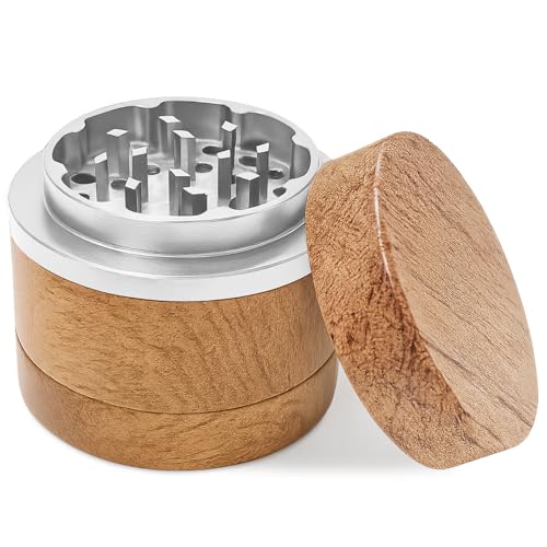 Pollen Grinder Crusher für Spice, Grinder weed mit magnetischem Deckel，Für Kräuter、Herb、Spice、mit Pollenschaber (Silber) von Chingcoo