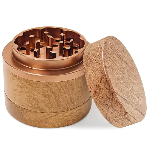 Pollen Grinder Crusher für Spice, Grinder weed mit magnetischem Deckel，Für Kräuter、Herb、Spice、mit Pollenschaber (Gold) von Chingcoo