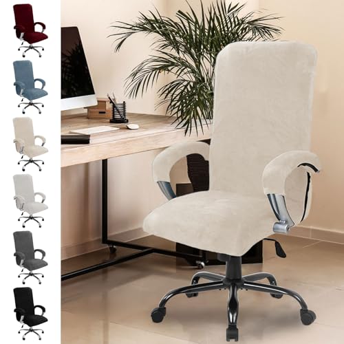 Samt Bürostuhl Bezug, Bürostuhl Überzug mit Armlehne, Sitzbezug Bürostuhl, Hohe Lehne Sitzbezug, Gaming Stuhl Bezug, Stuhlhussen Bezug Sessel Überzug, Elastische Hussen für Bürostuhl Bezug (Beige-XL) Samt Bürostuhl Bezug, Bürostuhl Überzug mit Armlehne, Sitzbezug Bürostuhl, Hohe Lehne Sitzbezug, Gaming Stuhl Bezug, Stuhlhussen Bezug Sessel Überzug, Elastische Hussen für Bürostuhl Bezug (Beige-XL) von Chingcoo