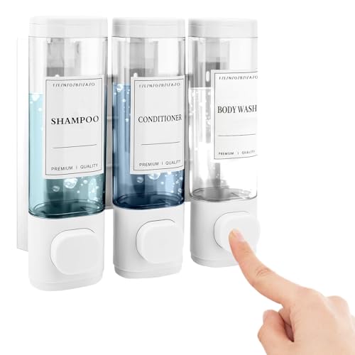 Seifenspender Wandmontage, 3 * 300ML seifenspender Wand ohne Bohren ABS,Kammern Shampoo- und Conditioner-Spender für Hotel Zuhaus von Chingcoo