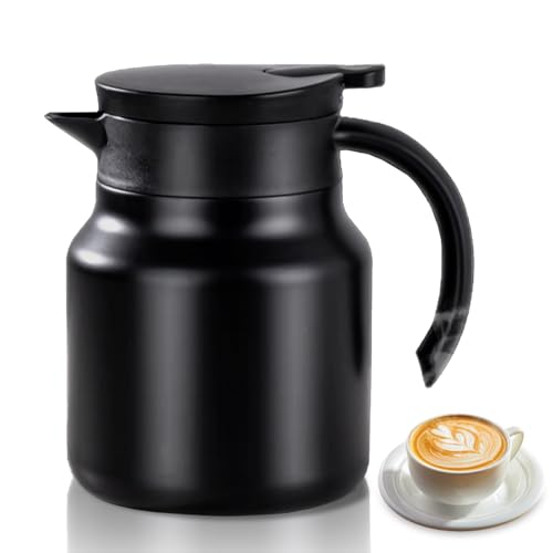 Kaffeekanne Thermo mit Keramikeinsatz 1000ml, Tee Kleine kanne Thermoskanne Travel mit Herausnehmbarer, mit Siebeinsatz für Heißgetränke, Doppelwandig isolierte Edelstahl von Chingcoo