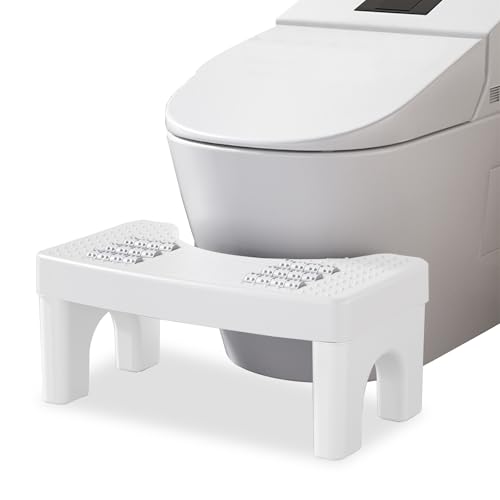 Toilettenhocker Erwachsene, Klohocker Kackhocker, Hocker Toilette, Plastik Massage Variante, Bekämpft Hämorrhoiden, Verstopfung, Blähungen, Reizdarmsyndrom Weiß, 40 x 21 x 17 cm von Chingcoo