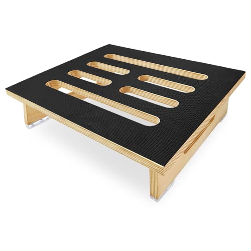 Tritthocker Tritt Holz - Wohnwagen Trittstufe Wohnmobil bis 200 kg Belastbar - 40x32x10cm Fußbank Erwachsene - Step Stool mit Rutschfester Gummiauflage - Holztritt Natürlich von Chingcoo