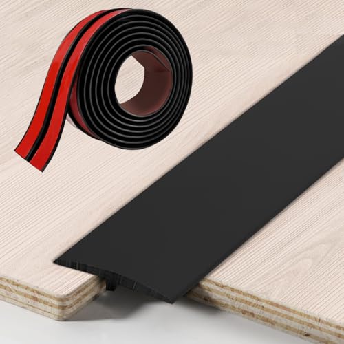 5cm×300cm Übergangsprofil, T Profil Übergangsleiste Selbstklebend, PVC Türschwellen Leiste Übergangsprofil für Verbindungsböden Parkettböden Laminate (Schwarz) von Chingcoo