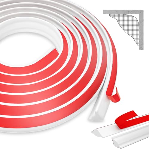 3M Flexible Zierleisten Selbstklebend Deckenleisten - 12mmx9mm - TPE Dreieck Deckenleisten Selbstklebend, Stuckleisten Wand Decke, Abschlussleiste Küchenarbeitsplatte, für Wandkanten, Fliesenkanten von Chingcoo