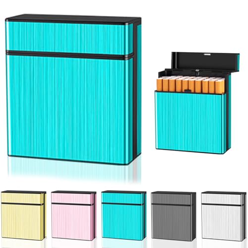 Zigarettenetui Groß Zigarettenbox Zigarettenschachtel Edelstahl Zigarettencase Zigarettenbox Zigaretten Kasten Herren Damen (Blau-40) von Chingcoo