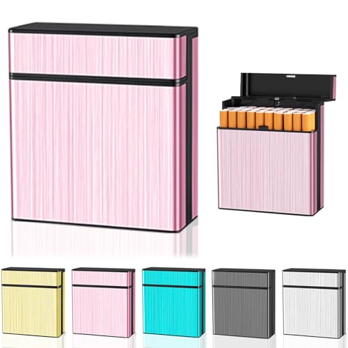 Chingcoo Zigarettenetui, Groß Zigarettenbox Metall, Zigarettenschachtel für 40 Zigaretten, Edelstahl Zigarettencase Zigarettenbox, Zigaretten Kasten Herren Damen, Rosa von Chingcoo