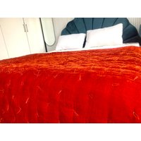 Luxus Seidensamtdecke Tröster Bettdecke, Überwurf, Echtseide Bettwäsche-Sets, Handgenäht, Rostorange, Benutzerdefinierte Größe Und Farbe von Chinsulee