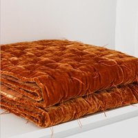 Rostige Orange Seidensamt-Bettdecke Bettdecke Tagesdecke - Handgesteppt, Hand Genäht, Luxus-Seidenbettwäsche, Handgefertigt Von Chinsu Lee von Chinsulee