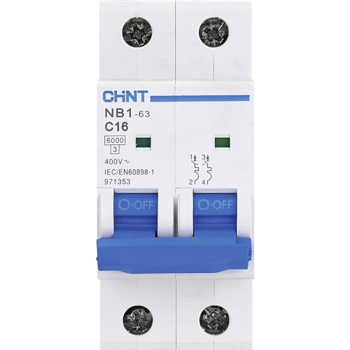 Chint NB1-63B2P10 Miniatur-Sicherungsschalter, 10 A, 2-polig, B Kurve, 6 kA von Chint